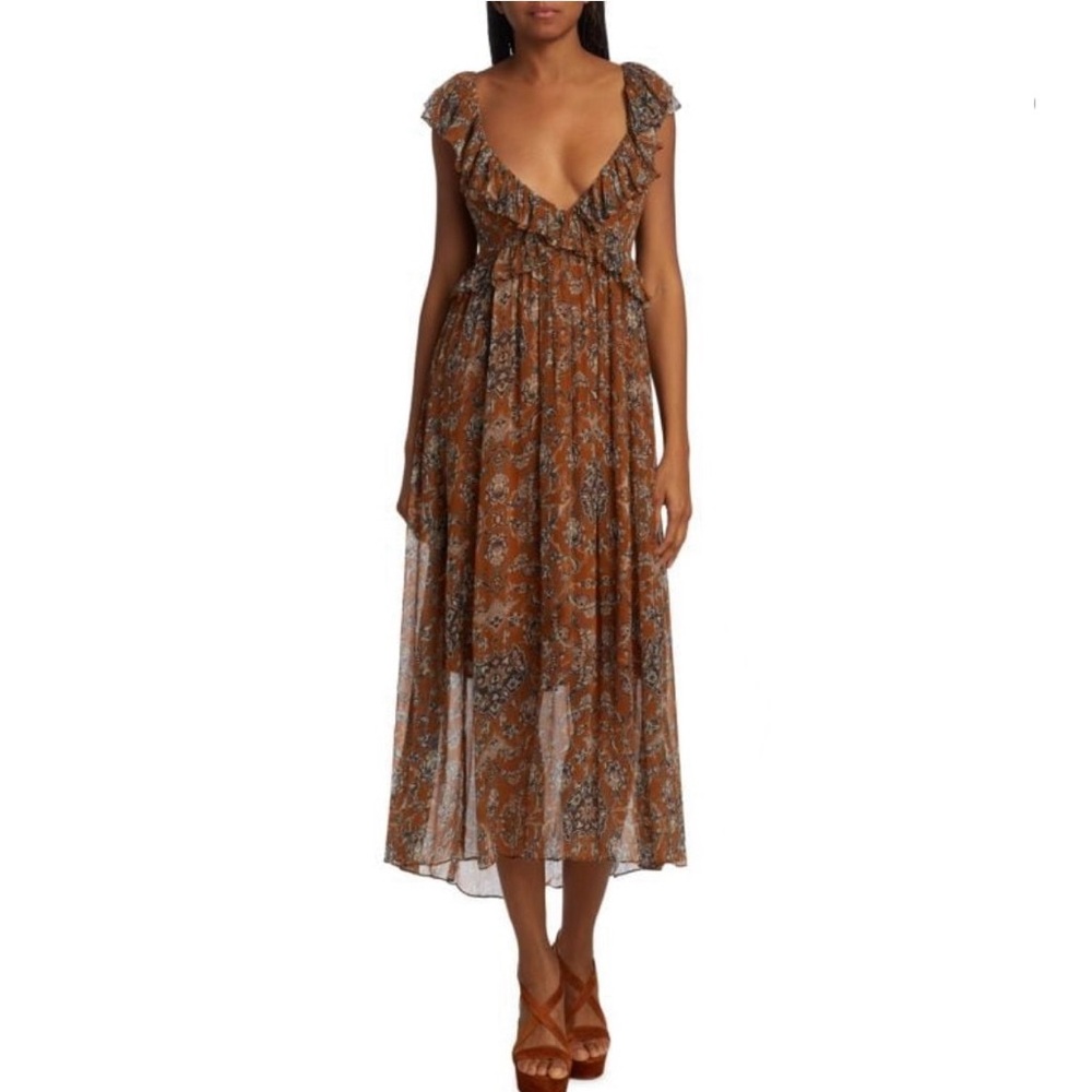 Hannah Artwear Floral Brown Sleeveless Dress - Size US 10